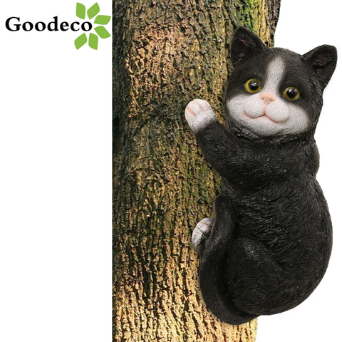 Goodeco-figuritas de gatos para exteriores decoración de árbol de jardín, animales de resina, estatuas para jardín, decoración colgante de árbol, artesanías ► Foto 1/6