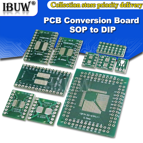 Placa convertidora SMD PCB, placa de conversión a adaptador DIP SOP 8/16/14/20/24/28P SOT89 SOT23 SOT223 A DIP SOP/MSOP/TSSOP, 10 Uds. ► Foto 1/6