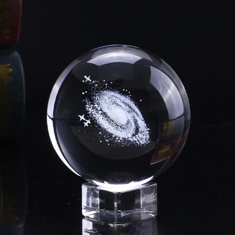 60mm Vía Láctea bola de cristal globo galaxia 3D láser grabado en miniatura de cristal modelo artesanía esfera ornamento globo de vidrio hogar ► Foto 1/4