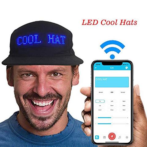 Gorra de béisbol con pantalla LED luminosa, sombrero de béisbol con pantalla LED, multilenguaje, inalámbrica, Bluetooth, para fiesta, gorra luminosa ► Foto 1/6