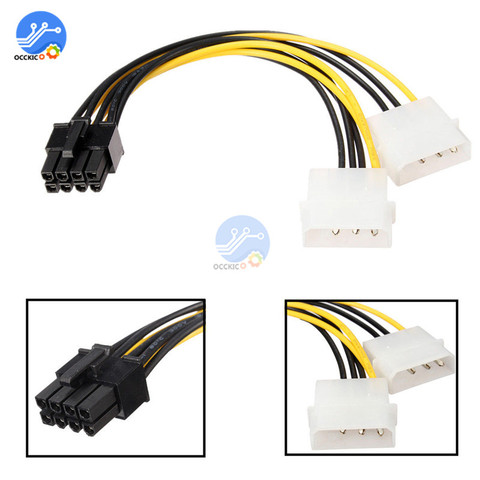 Adaptador de Cable de alimentación, conectores duales Molex LP4 de 4 pines a 8 pines, PCI-E Express ► Foto 1/6