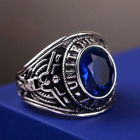 Anillo con incrustaciones de cristal para hombre, anillo con amuleto de runas Retro bohemio, accesorios religiosos, joyería de fiesta ► Foto 1/6