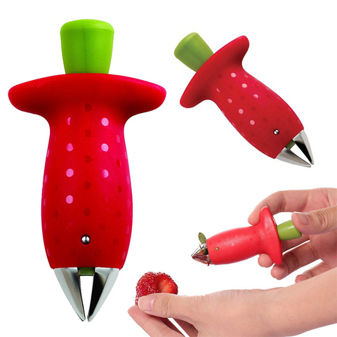 Descascaradores de fresas, removedor de hoja de Frutas de plástico de Metal, tallos de tomate, cuchillo para fresas, removedor de tallo, Gadget, herramienta de cocina, producto en oferta ► Foto 1/6