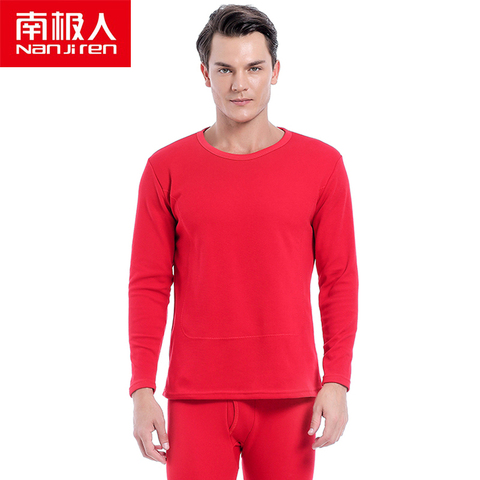 NANJIREN-Conjuntos de ropa interior térmica para hombre, ropa interior térmica gruesa de invierno, conjunto de Calzoncillos largos informales rojos, ropa de dormir térmica para el hogar ► Foto 1/6