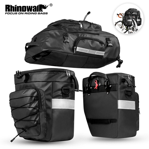 Rhinowalk-bolsa para maletero del asiento trasero de bicicleta, resistente al agua, 65L, mochila multifunción para ciclismo de montaña, 3 en 1 ► Foto 1/6