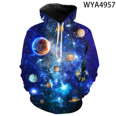 Sudaderas con capucha de astronauta del cielo estrellado del universo impreso en 3D para hombres, mujeres y niños, sudadera de manga larga, abrigo, moda urbana, Jersey ► Foto 1/6