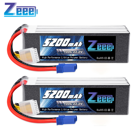 Batería Lipo Zeee 22,2 V 100C 5200mAh 6S, con conector EC5, batería RC para coche, camión, avión, helicóptero, barco, 2 unidades ► Foto 1/6