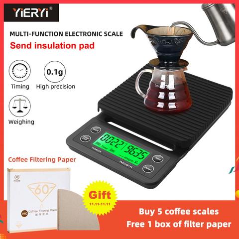 Báscula electrónica portátil de café por goteo con temporizador, báscula electrónica de alta precisión para cocina, 3kg/0,1g, 5kg/0,1g ► Foto 1/6