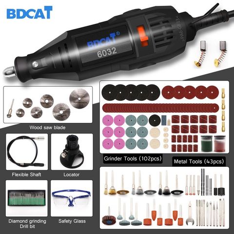 BDCAT 180 W herramienta giratoria Dremel eléctrica Mini máquina de molienda de taladro con 207 piezas unids accesorios de herramientas eléctricas ► Foto 1/6