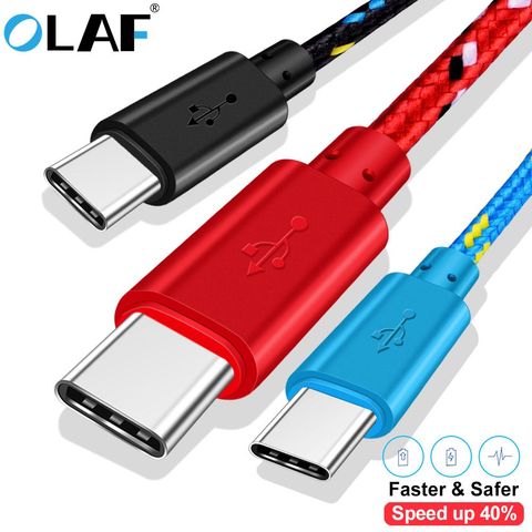 La OLAF USB tipo C Cable 1M 2M 3M de Nylon trenzado de sincronización de datos de carga rápida USB-C Cable para Samsung S9 S8 Xiaomi mi9 mi8 mi6 USB tipo c ► Foto 1/6