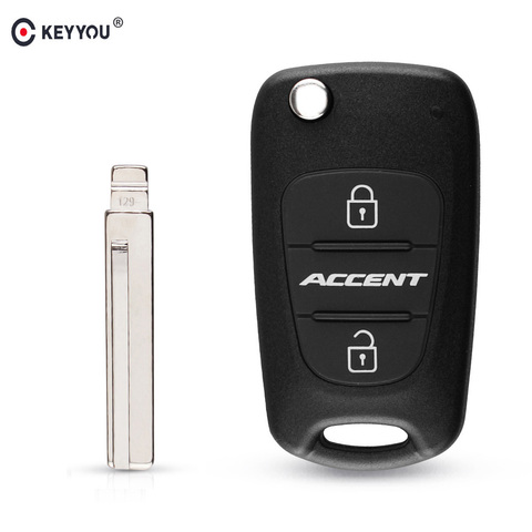 KEYYOU Flip remoto clave Shell caso 3 botones para Hyundai acento de entrada sin llave Fob cubierta alarma de coche de la vivienda ► Foto 1/6