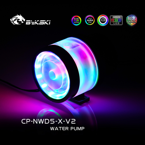 Bykski-bomba de flujo de CP-NWD5-X-V2 D5 para PC, medidores de flujo máximo, elevación de 3,8 M, 1100L/H, bomba luminosa Symphony, ARGB de 5V, refrigeración por agua ► Foto 1/5