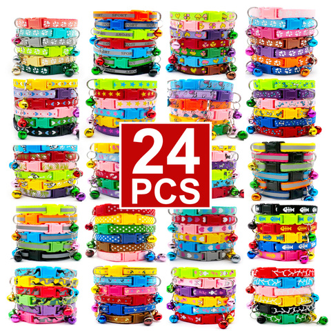 Venta al por mayor 24 Uds con collares de campana delicado de seguridad informal Collar de Nylon para perro correa de cuello de moda ajustable Camo Bell Collar de perro mascota ► Foto 1/6