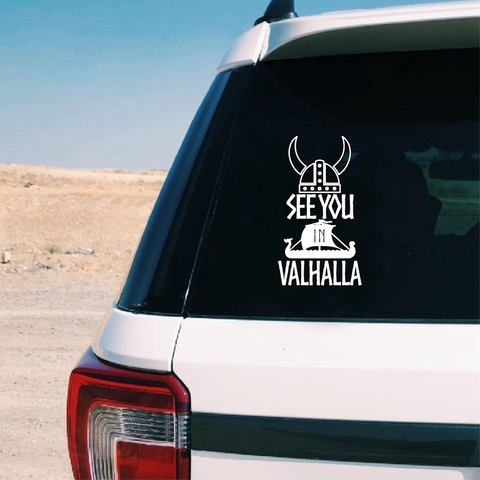 See You In Valhalla Viking calcomanía de Guerrero Sticker decoración de ventana de coche, casco nórdico Dragon Ship Laptop Decals Decoration ► Foto 1/6