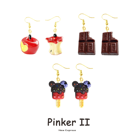 Pendientes de estilo 3D para mujer y niña, 25 estilos, fruta, caramelo, Chocolate, huevo frito, galleta de manzana, palomitas de maíz, regalo de cumpleaños, joyería encantadora ► Foto 1/6