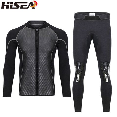 Hisea para hombre Top wetsuit Chaquetas Pantalones 2,5mm neopreno de manga larga traje de baño surf ► Foto 1/6