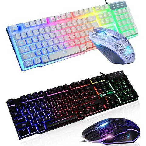 Teclado y ratón para juegos T6 con cable USB, retroiluminado, T6, manejador suspendido, resistente al agua, 800-2400DPI, ratón ajustable ► Foto 1/6