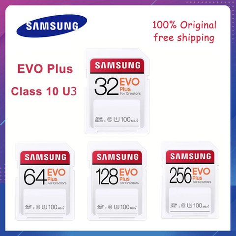 SAMSUNG-tarjeta SD EVO Plus de 128GB, 64GB, 32GB, SDHC, SDXC, Clase 10, 256GB, tarjeta de memoria de hasta 100 MB/s para cámara de vídeo ► Foto 1/6