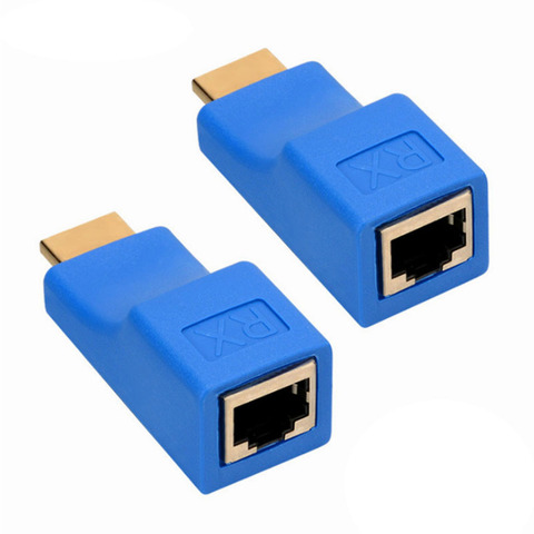 Extensor de extensión compatible con RJ45, hasta 30m, 4K, HDMI, CAT5e, Cat6, red Ethernet, LAN, para HDTV, HDPC, DVD, PS3, STB, 1 par ► Foto 1/6