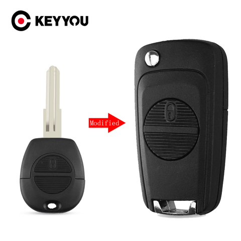 KEYYOU-carcasa de llave de coche, funda de repuesto para Nissan Micra Almera Primera x-trail, funda de llave a distancia FOB, 2 botones, hoja A32 A33 ► Foto 1/6