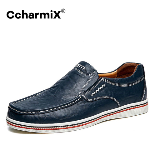 CcharmiX-zapatos náuticos de cuero partido para hombre, calzado de estilo británico, estilo minimalista, para conducir, talla grande ► Foto 1/6