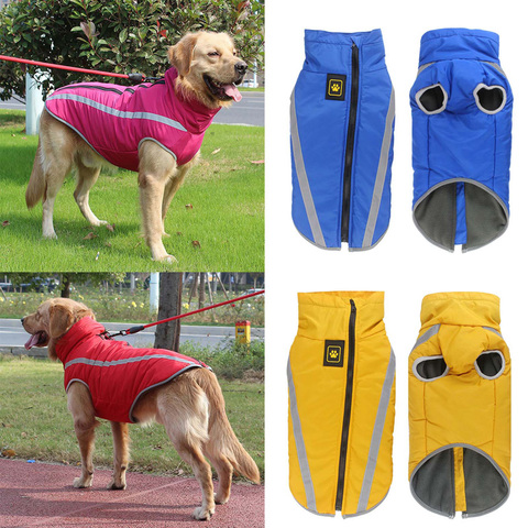 Ropas impermeables para perro grande, chaquetas de invierno cálidas y grandes para perros, abrigo de lana acolchado para mascotas, ropa reflectante de seguridad para perros ► Foto 1/6