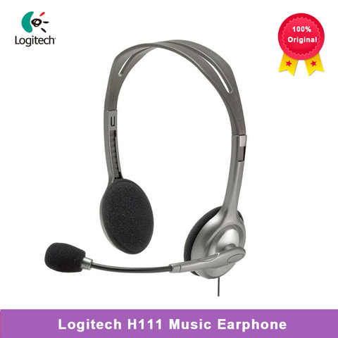 Logitech-auriculares estéreo H111 con micrófono, cascos con cable de 3,5mm para un solo enchufe/enchufe Dual ► Foto 1/6