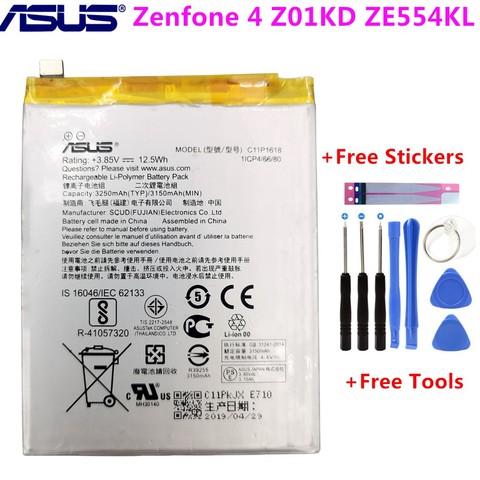 ASUS-batería Original C11P1618 para teléfono ASUS Zenfone 4, Z01KD, ZE554KL, 3250mAh, alta capacidad y herramientas gratuitas ► Foto 1/5