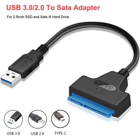 USB 3,0 SATA 3 Cable Sata a USB 3,0 adaptador de hasta 6 Gbps apoyo externo de 2,5 pulgadas SSD Disco Duro HDD 22 Pin Sata III Cable ► Foto 1/6