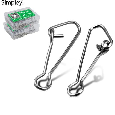 50/100 unids/caja mar Snap ganchos para pescar Acero inoxidable pesca Swivels gancho conector de sedal 00/0/1/2/3/4 # Snap Clips ► Foto 1/6