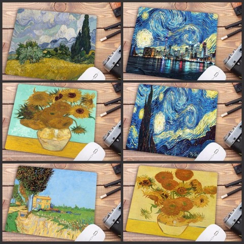 Mairuige gran promoción Van Gogh jugador jugar Esteras de goma arte velocidad flor Mouse pad tamaño pequeño para 18x22cm juegos alfombrillas para el ratón ► Foto 1/6
