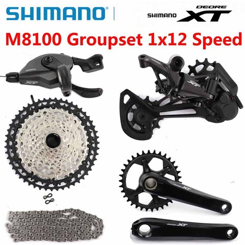 SHIMANO DEORE XT M8100 grupo 32T 34T 170 de 175 platos y bielas de bicicleta de montaña grupo 1x12-Speed 10-51T M8100 desviador trasero ► Foto 1/6