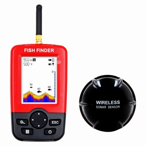 Buscador de peces de profundidad portátil inteligente con Sensor Sónar inalámbrico de 100M, ecosounder, LCD, buscador de peces, pesca en el lago, mar, agua salada ► Foto 1/6