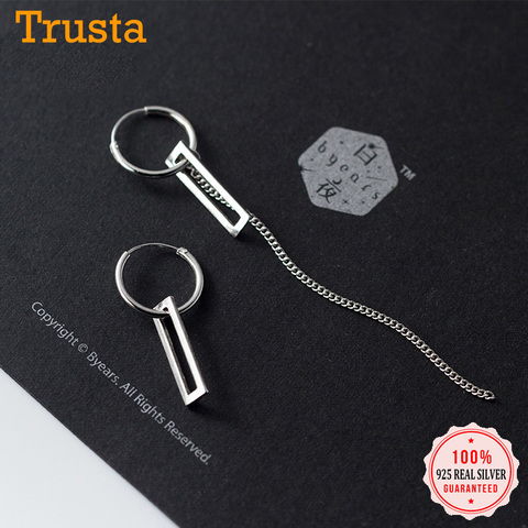 Trustdavies aro-pendientes de plata de primera ley asimétricos para mujer, aretes, aros, plata esterlina 925, estilo gótico, chica, DA754 ► Foto 1/6