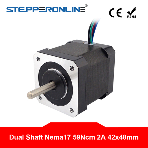 Doble eje Nema17 paso a paso Motor 4-plomo 48mm 59Ncm (83,78 oz) 2A Nema 17 de Motor paso a paso para 3D impresora CNC XYZ ► Foto 1/4