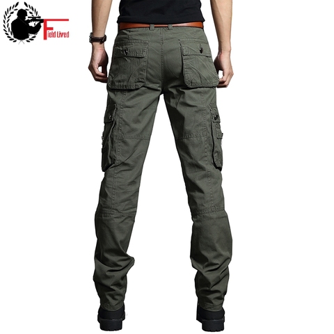 Pantalones Cargo de verano para hombre estilo militar pantalones largos holgados de carga para hombre muchos bolsillos Jogger negro verde militar caqui ► Foto 1/5