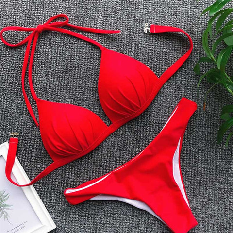 Microbikinis con Push-Up para Mujer, traje de baño liso, Bikini brasileño, Monokini, novedad de 2022 ► Foto 1/6