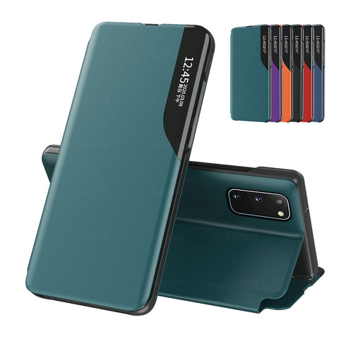 Funda abatible de cuero para móvil, carcasa magnética oficial de lujo con ventana de visión inteligente para Samsung Galaxy S20 Ultra FE 5G 4G S10 S9 S8 Plus ► Foto 1/6