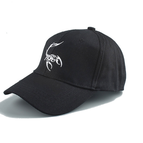 Verano gorra de béisbol de las mujeres de los hombres del sombrero del Snapback bordado gorro de Animal sombrero de camionero sombrero de papá escorpión Hip Hop blanco negro Tapa ► Foto 1/6