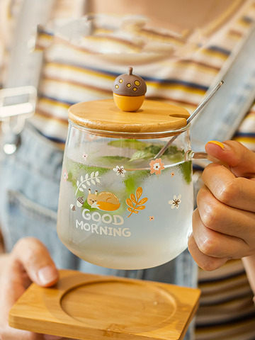 Taza de café de cristal doble con garra de gato/pata, taza de jugo de leche de gato, dibujos animados, para casa, oficina, café, regalo para Festival ► Foto 1/5