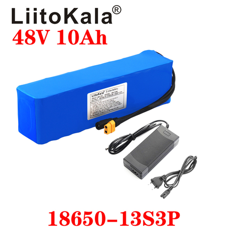 LiitoKala 48V 10ah de batería 48V Paquete de batería de litio de 2000W bicicleta eléctrica de la batería en 50A BMS XT60 macho + 4,6 V 2A cargador ► Foto 1/5