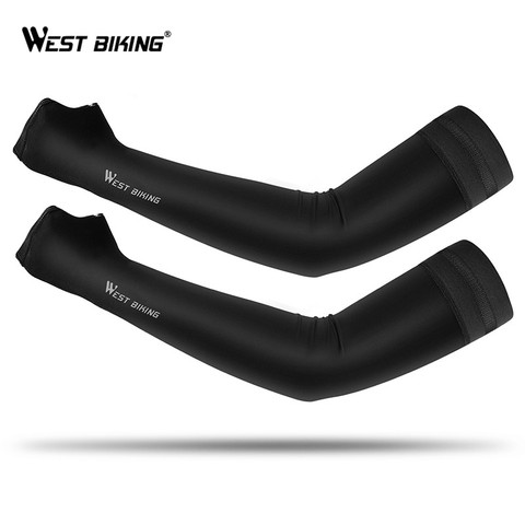 WEST BIKING-calentadores de brazo de tela de seda para ciclismo, calentadores de brazo para bicicleta, mangas para deportes al aire libre, verano ► Foto 1/6