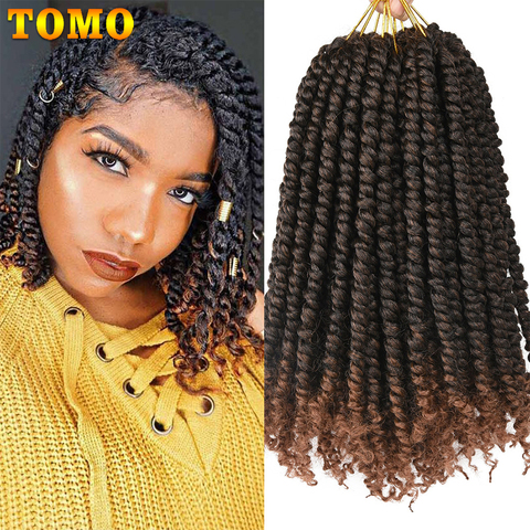 TOMO bomba Twist pelo Crochet 12 pulgadas 24 pulgadas de primavera giro Prelooped trenza sintética a Crochet extensión del pelo pasión giro para las mujeres ► Foto 1/6