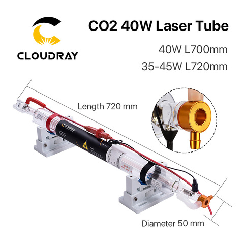 Cloudray-tubo láser de cristal Co2, 700MM, 40W, lámpara láser de vidrio para máquina cortadora de grabado CO2 ► Foto 1/5