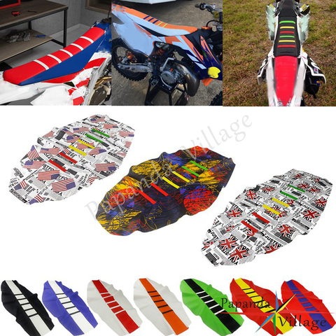 Cubierta de asiento acanalada personalizada para Motocross, almohadilla de asiento de tracción Enduro de 25 colores para Honda Kawasaki EXC XCF XR CRF 250 450 ► Foto 1/6