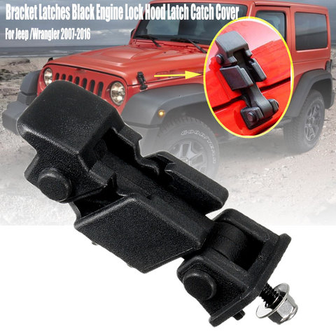 Juego de pestillos de soporte para capó de coche, cubierta de capó de bloqueo de motor negro para Jeep /Wrangler, accesorios de capó de coche, 1 Set de 2007-2016 ► Foto 1/6