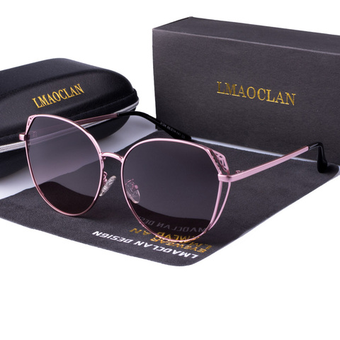 LMAOCLAN-gafas de sol polarizadas para mujer, anteojos de sol femeninos, de estilo Vintage, con agujeros, gafas grandes UV400 ► Foto 1/6