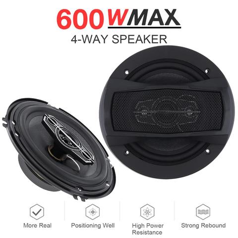 Altavoces Hifi estéreo de 6,5 pulgadas y 600W para coche, con soporte universal coaxial de 4 vías, con frecuencia de rango completa, instalación no destructiva, 2 uds. ► Foto 1/6