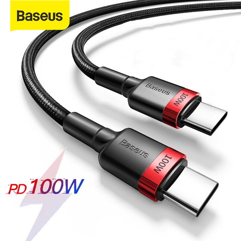 Baseus USB tipo C a USB tipo C 5A 60W/100W de carga rápida 4,0 tipo-c Cable para Samsung Xiaomi Redmi Nota 10 Macbook Pro ► Foto 1/6