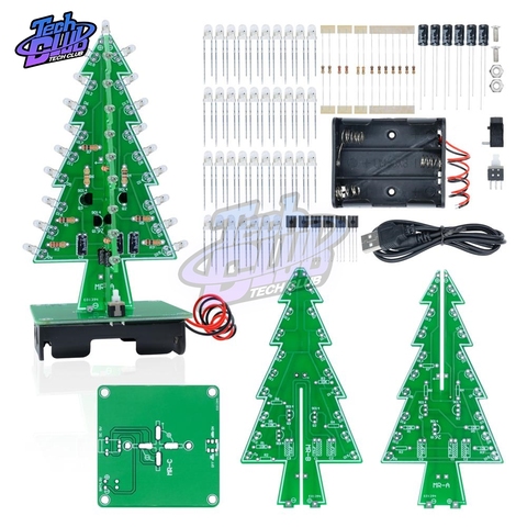 Kit con luz LED DIY de árbol de Navidad 3D, Kit de circuito Flash LED tridimensional, rojo/verde/amarillo ► Foto 1/6